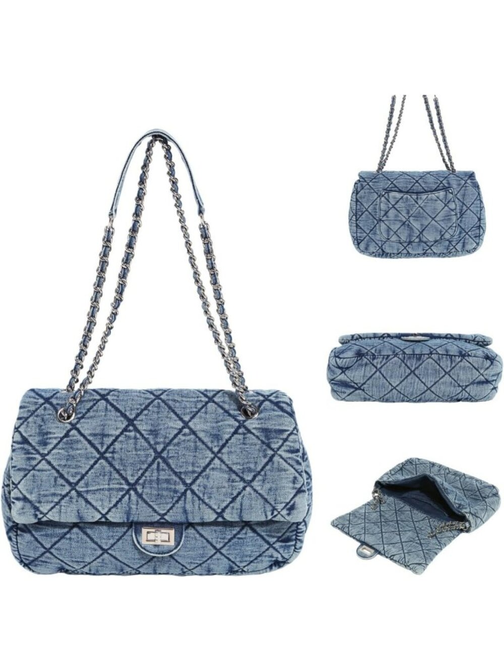 Vintage Quilted Denim Tote Bag for Women | Large Capacity Shoulder & Crossbody